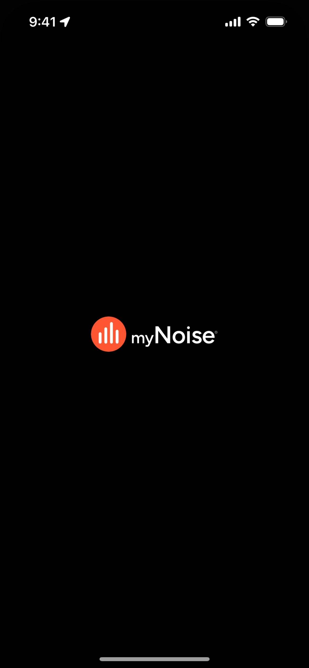 Splash screen with myNoise logo and sound waveform