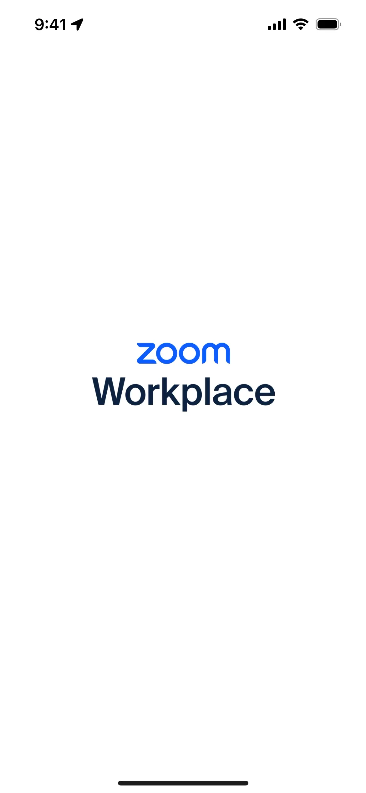 Splash screen showing the Zoom Workplace app name.