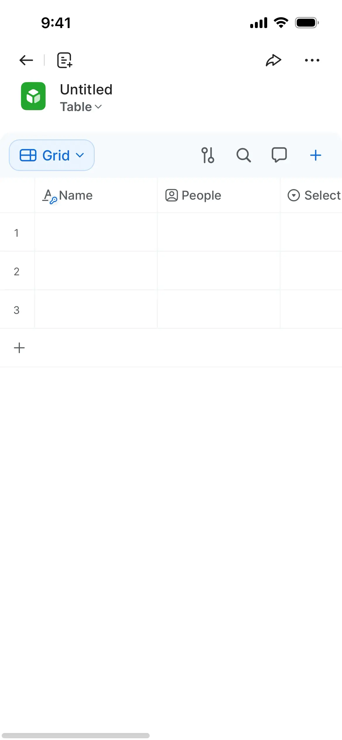 Screenshot showing a grid interface with table headers in Zoom Workplace.